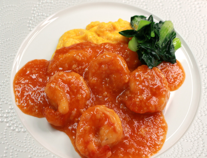 大エビのチリソースとタレ旨ユーリンチー